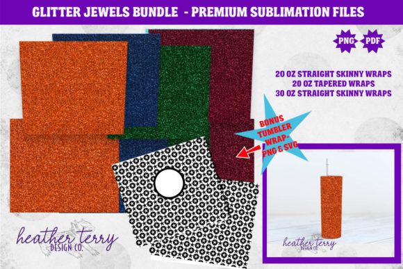 20oz Skinny Tumbler Glitter Wraps