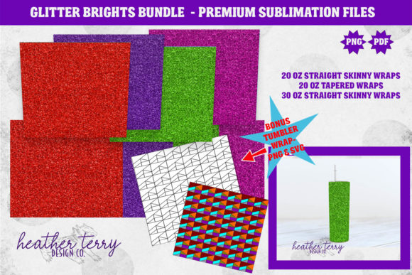 20oz Tumbler Skinny Glitter Wrap Bundle