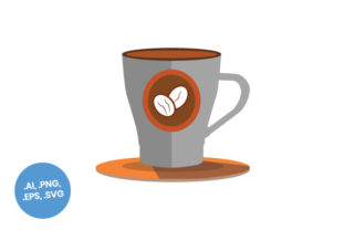 Coffee Cup with Bean Flat Icon