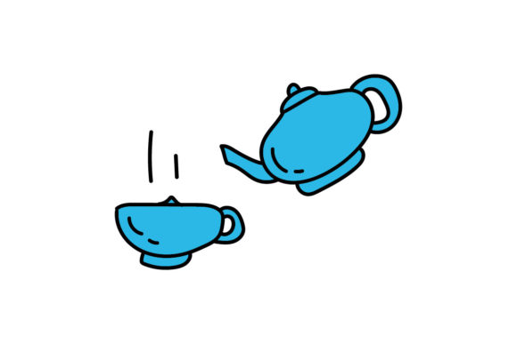 Hand Drawn Tea Pot and Cup