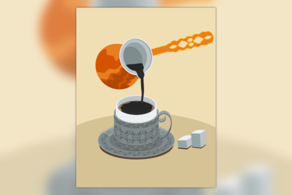 Pouring Turkish Coffee into Fincan Cup