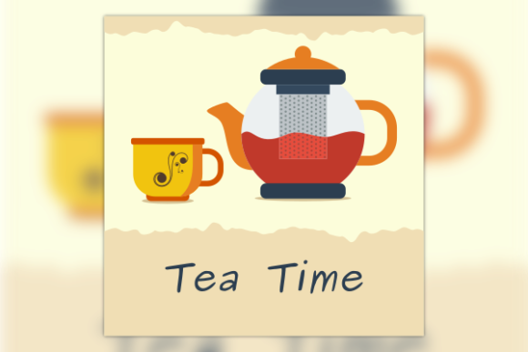 Tea Time Illustration with Pot and Cup