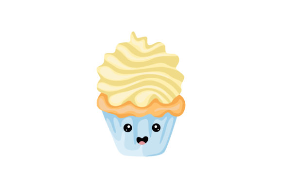 White Cream and Blu Cup Cupcake Kawaii