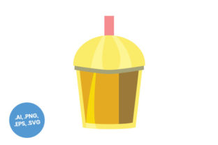Yellow Ice Coffee Cup Flat Icon